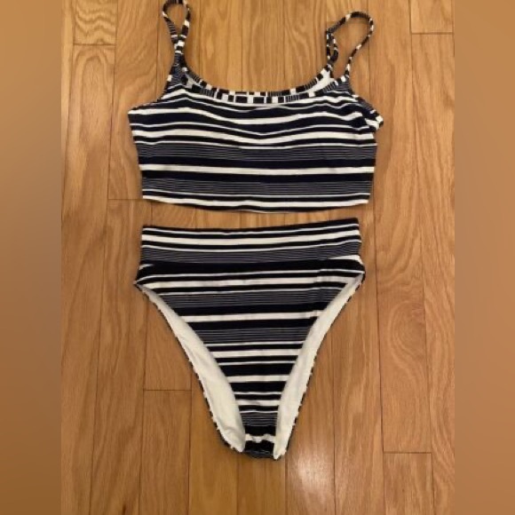 Navy/White Stripe Tankini Top - Picture 2 of 5